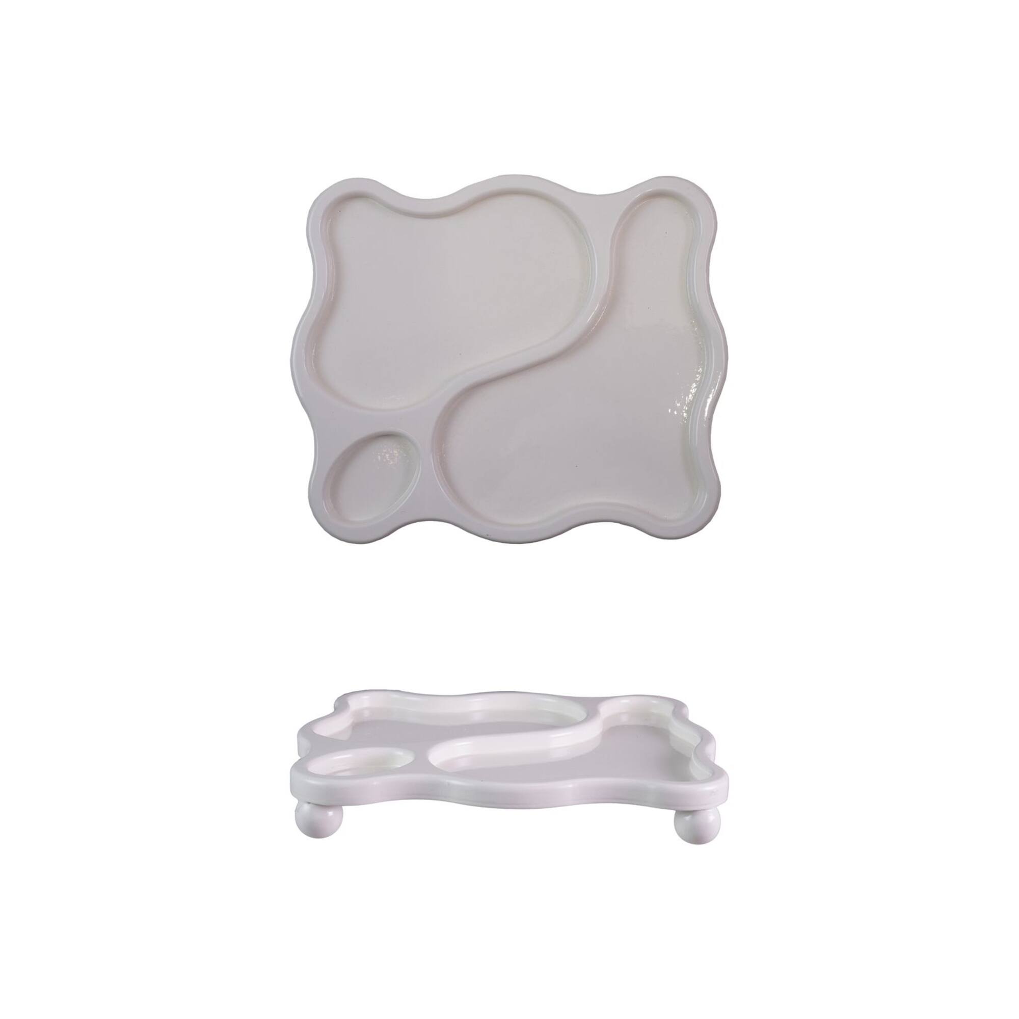 Hello Honey® White Decorative Footed Wood Tray with 3 Sections